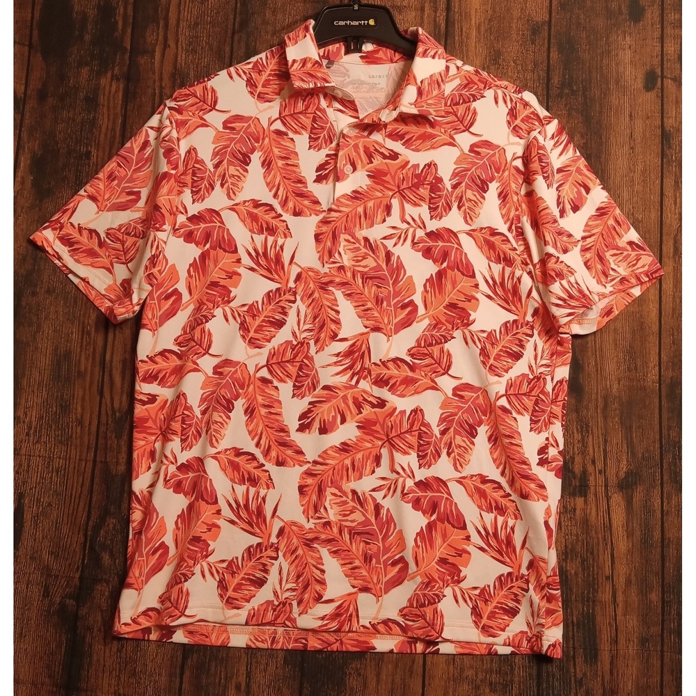 Under‎ Armour The Playoff Polo Hawaiian Floral Stretch Golf Shirt Men's Large